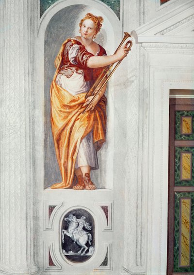 Musicista con un corno, c.1560-1568 da Paolo Veronese