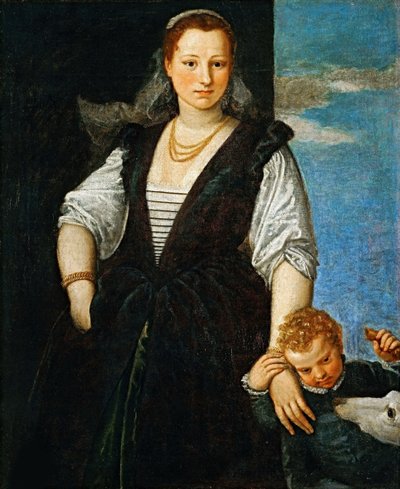 Ritratto di una donna con un bambino e un cane Isabella Guerrieri Gonzaga Canossa da Paolo Veronese
