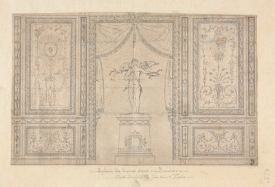Statua di Cupido in una nicchia del muro da Paolo Vincenzo Bonomini