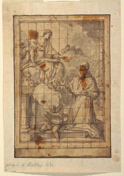 Disegno, Vergine e bambino in gloria, 1600-1700 ca. da Paolo de Mattheis