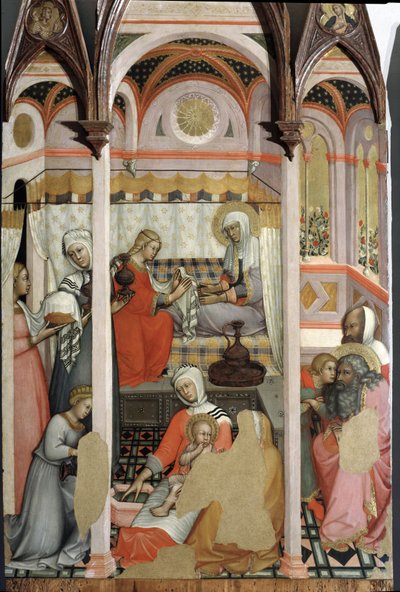 Nascita di Maria (dettaglio) - trittico su pannello da Paolo di Giovanni Fei