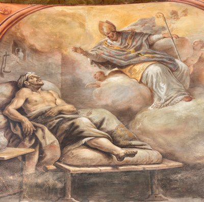 Affreschi di Paolo de Matteis del 1714 sulla volta e sul tamburo, raffiguranti la vita del Santo, Cappella di San Cataldo nella Cattedrale, Taranto, Italia (foto) da Paolo di Matteis