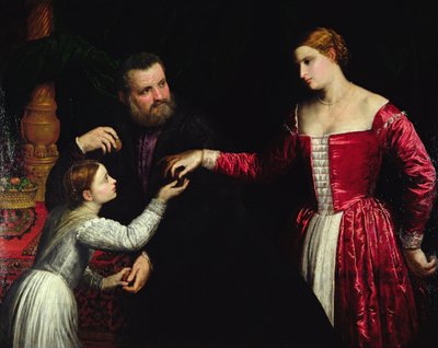 Una signora e un gentiluomo con la loro figlia da Paris Bordone