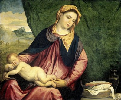 Madonna con Bambino dormiente da Paris Bordone