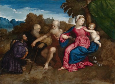 La Vergine Maria e il Bambino con i Santi Girolamo e Antonio Abate e un Donatore, c.1522 da Paris Bordone