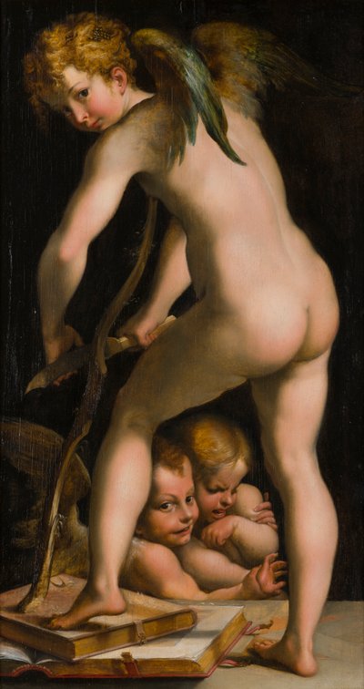 Cupido che rade il suo arco da Parmigianino 