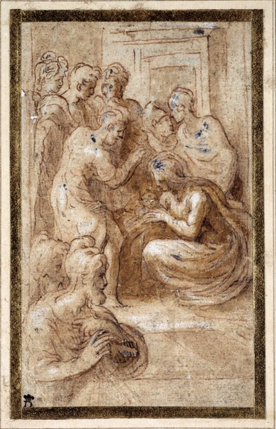 Adorazione della Sacra Famiglia in un interno da Parmigianino 