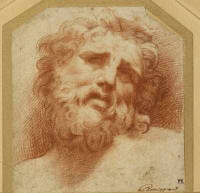 Testa barbuta, che guarda in alto (possibilmente Laocoonte) da Parmigianino