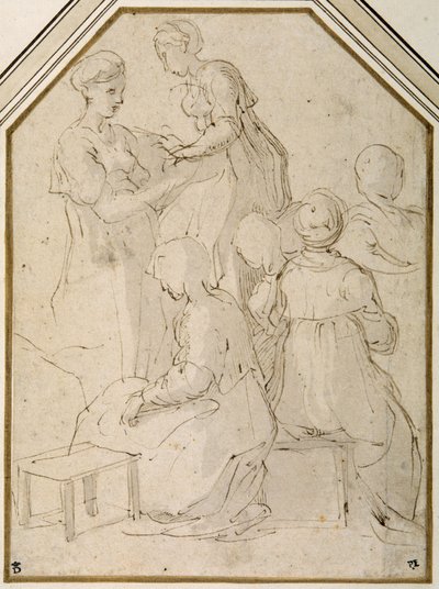 Gruppo domestico, due donne in piedi e quattro sedute da Parmigianino