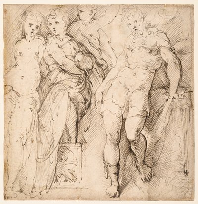 Quattro studi di figure (recto) da Parmigianino