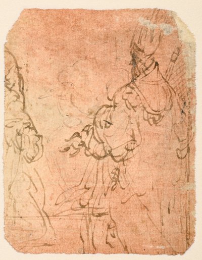 Due uomini inginocchiati in abiti religiosi (verso) da Parmigianino