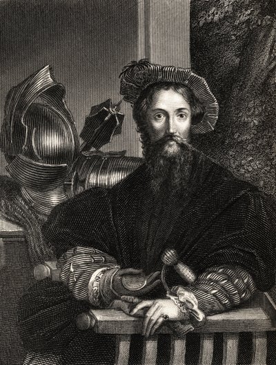 Cristoforo Colombo (1451-1506) (incisione) da Parmigianino