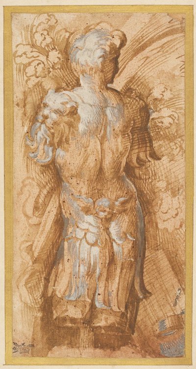 Männlicher Torso in Rüstung von hinten gesehen: Studie für Soffit-Dekoration in San Giovanni Evangelista da Parmigianino