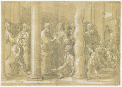 San Pietro e San Giovanni guariscono i malati alle porte del Tempio, c. 1530 da Parmigianino