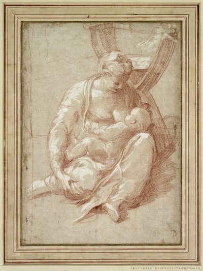 Vergine seduta a terra, che allatta il bambino da Parmigianino