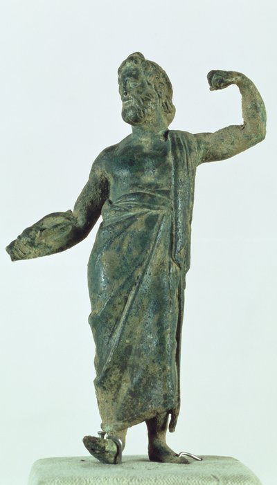 Figura di Shami, possibilmente Zeus o Poseidone, recuperata dal tempio in rovina nella città di Nehavand (nota come Laodicea), Iran da Parthian School