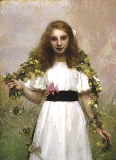 Ritratto di una giovane ragazza con fiori da Pascal Adolphe Jean Dagnan Bouveret