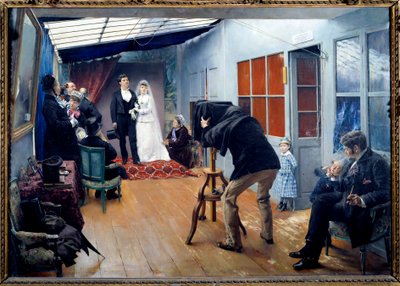 Un matrimonio con il fotografo nel 1879 da Pascal Adolphe Jean Dagnan Bouveret