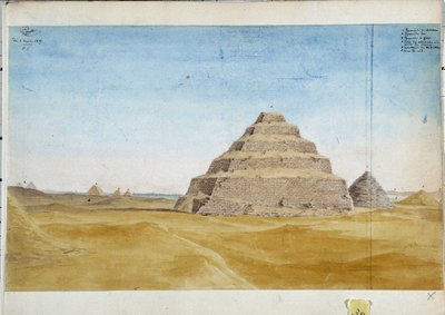 Veduta delle piramidi di Sakarra. Egitto gennaio 1819 da Pascal Xavier (after) Coste