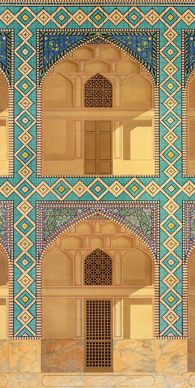 Dettaglio degli archi del cortile nel Medrese-i-Shah-Hussein, Isfahan da Pascal Xavier Coste