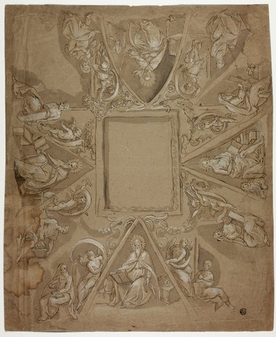 Decorazione del soffitto con quattro padri della Chiesa, Sibille e Profeti da Pasquale Cati