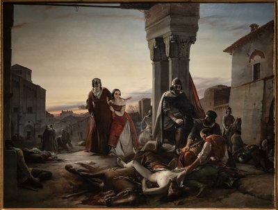 La madre di Ricciardino Langosco cerca il cadavere del figlio ucciso durante la conquista di Pavia da parte di Matteo Visconti nel 1315 da Pasquale Massacra
