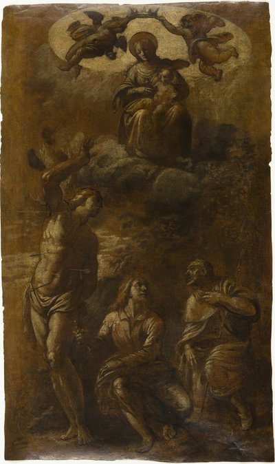 Vergine e Bambino in gloria con i santi Sebastiano, Giovanni Evangelista e Rocco da Pasquale Ottino