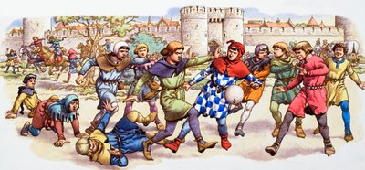 Una partita di calcio senza esclusione di colpi con la vescica di maiale da Pat (1907-95) Nicolle