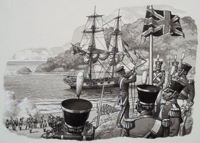 Arrivo in Australia occidentale il 21 gennaio 1827 (gouache su carta) da Pat (1907-95) Nicolle