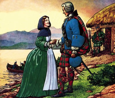 Bonnie Prince Charles e Flora Macdonald da Pat (1907-95) Nicolle