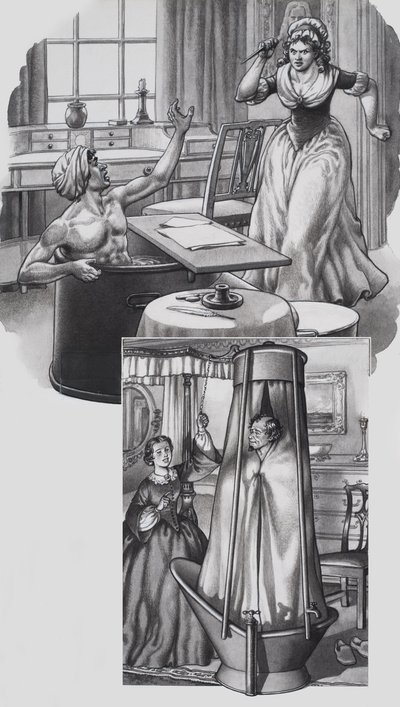 Jean Paul Marat (1743-93) e Disraeli (1804-81) (gouache su carta) da Pat (1907-95) Nicolle