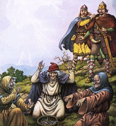 Macbeth e le tre streghe da Pat (1907-95) Nicolle