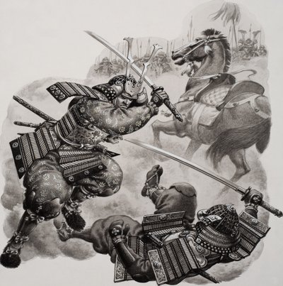Samurai (gouache su carta) da Pat (1907-95) Nicolle