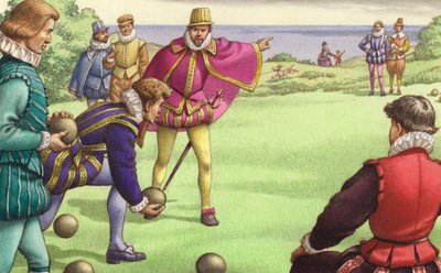 Sir Francis Drake gioca a bocce prima dell
