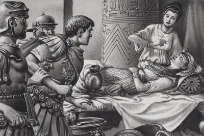 La morte di Cleopatra (69-30 a.C.) (gouache su carta) da Pat (1907-95) Nicolle