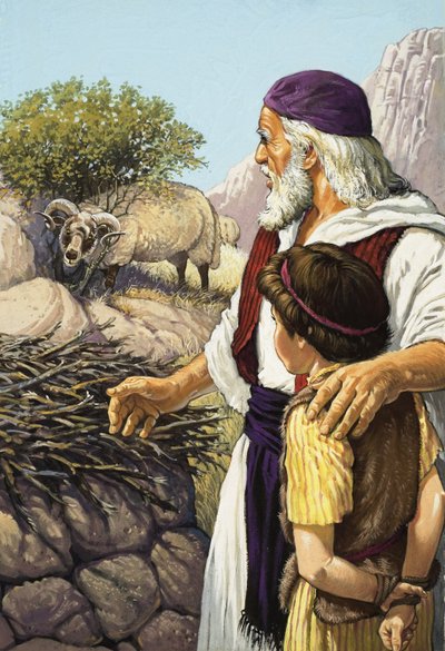 Il sacrificio di Isacco (gouache su carta) da Pat (1907-95) Nicolle