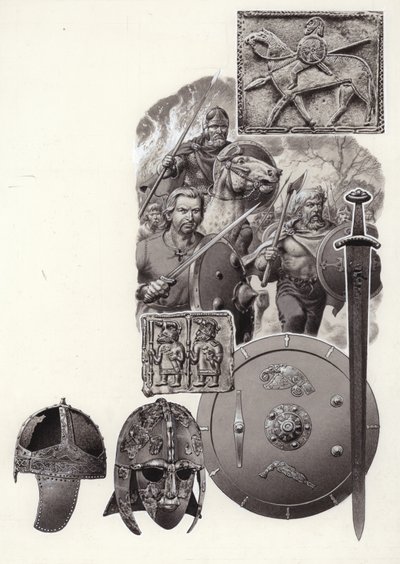 I barbari che distrussero Roma imperiale (gouache su carta) da Pat (1907-95) Nicolle
