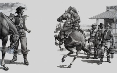 Scena western non identificata da Pat (1907-95) Nicolle
