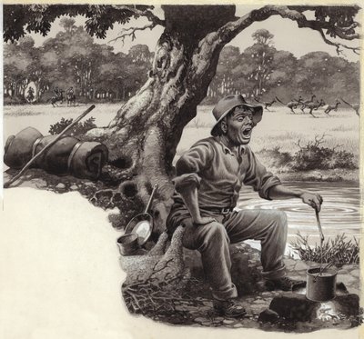Un allegro scudiero (guazzo su carta) da Pat (1907-95) Nicolle