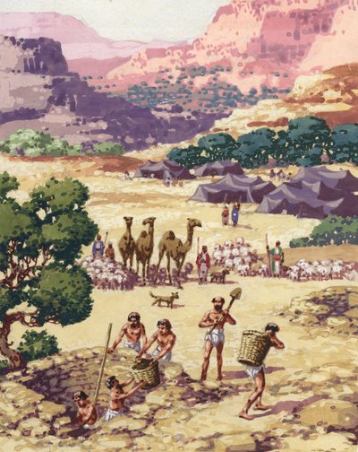 Abram, la sua famiglia e i suoi seguaci si stabiliscono a Bethel (gouache su carta) da Pat (1907 95) Nicolle