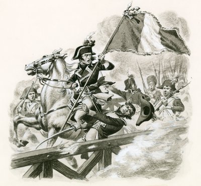 Napoleone alla testa del suo esercito attraverso il ponte di Lodi da Pat (1907-95) Nicolle