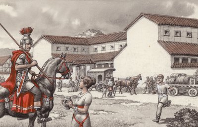 Casa della posta nella Britannia romana (gouache su carta) da Pat (1907 95) Nicolle