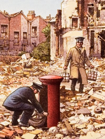 I servizi continuano durante il Blitz da Pat (1907-95) Nicolle