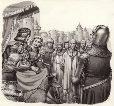 Sei coraggiosi abitanti di Calais in procinto di essere giustiziati (gouache su carta) da Pat (1907 95) Nicolle
