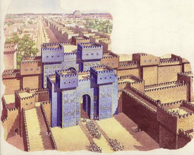 La porta di Ishtar a Babilonia (gouache su carta) da Pat (1907-95) Nicolle