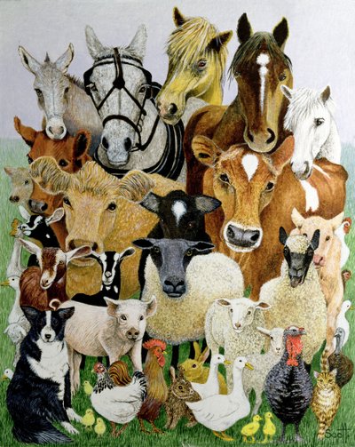 Animali di ogni tipo (acrilico su calicò) da Pat Scott
