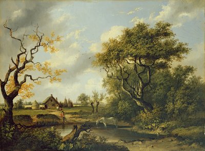 Cavallo che beve a uno stagno da Patrick Nasmyth