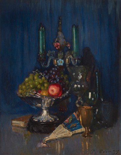 Una Natura Morta di Frutta e Oggetti su un Tavolo da Patrick William Adam