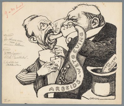 Ministro Aalberse e il datore di lavoro da Patricq Kroon (signed by artist)