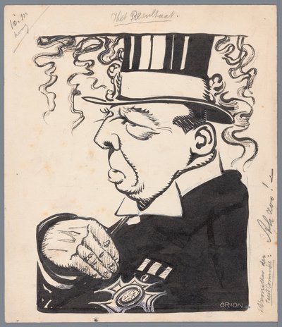 Politico con cilindro e decorazione sul petto da Patricq Kroon (signed by artist)